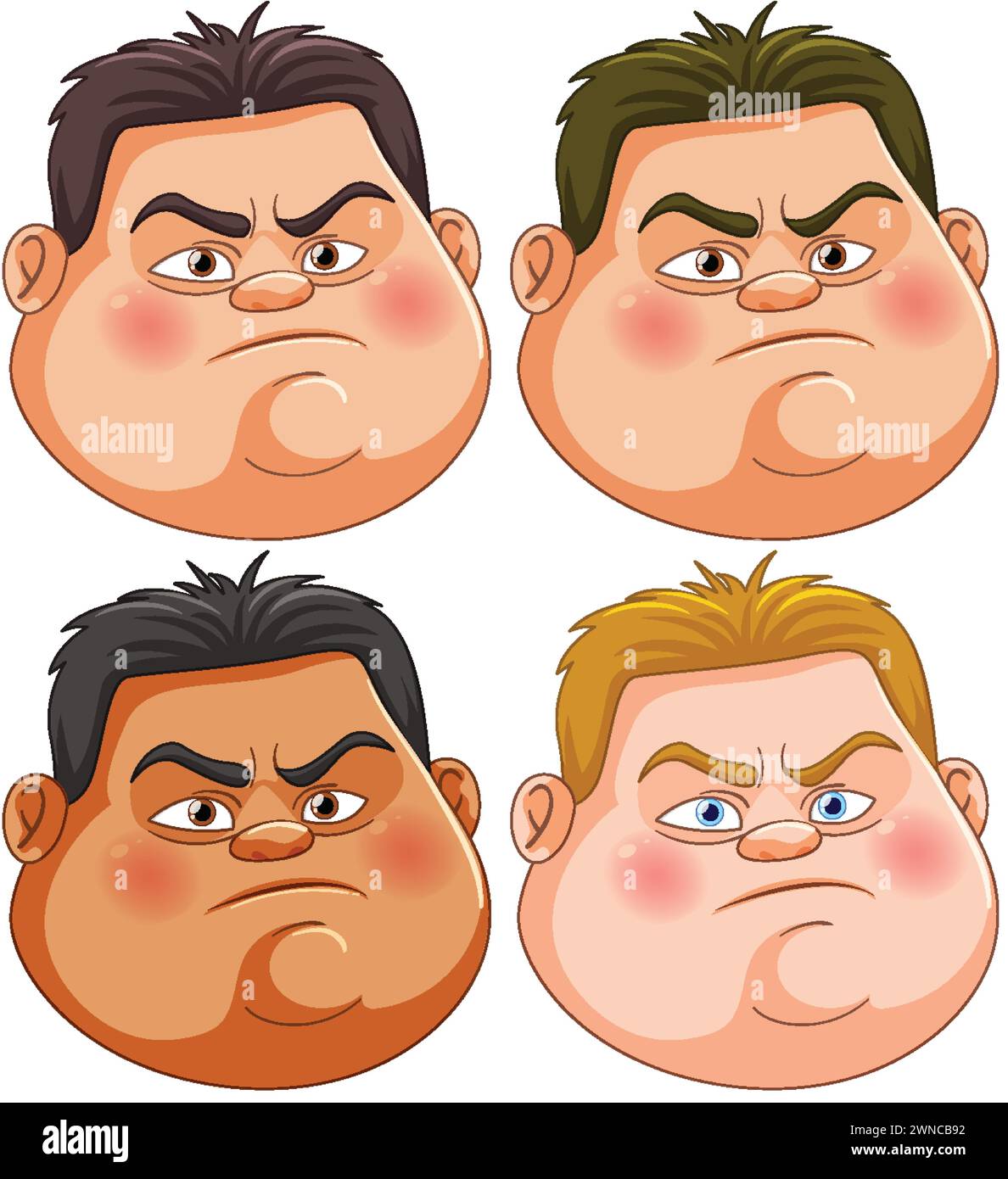 Four cartoon faces showing different expressions. Stock Vector