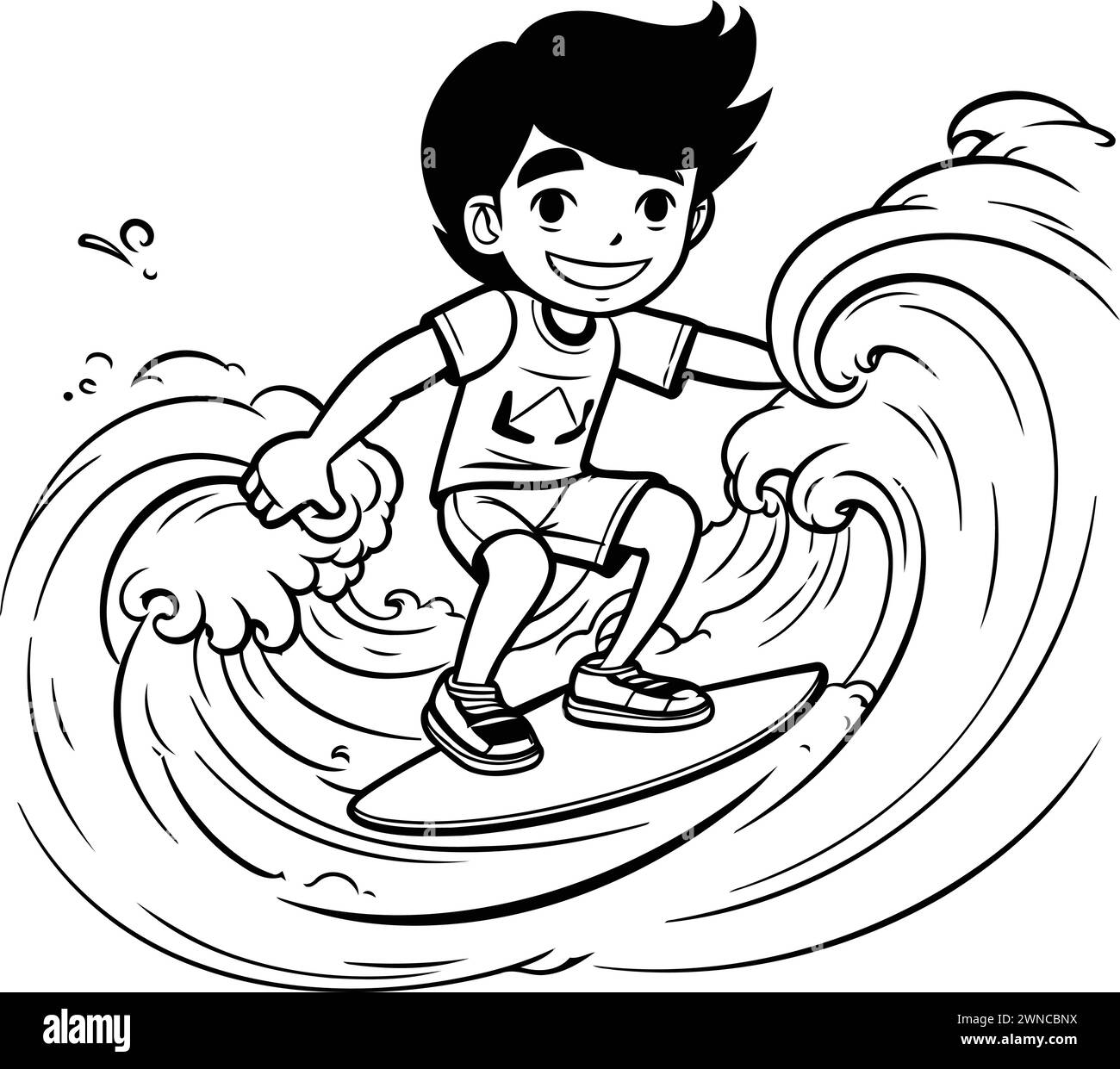Surfing illustration book Black and White Stock Photos & Images - Alamy