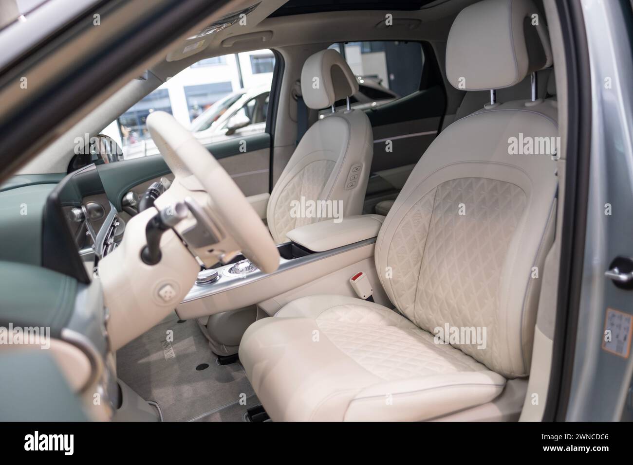 Interior, cockpit, bright car interior Hyundai Genesis GV60 model