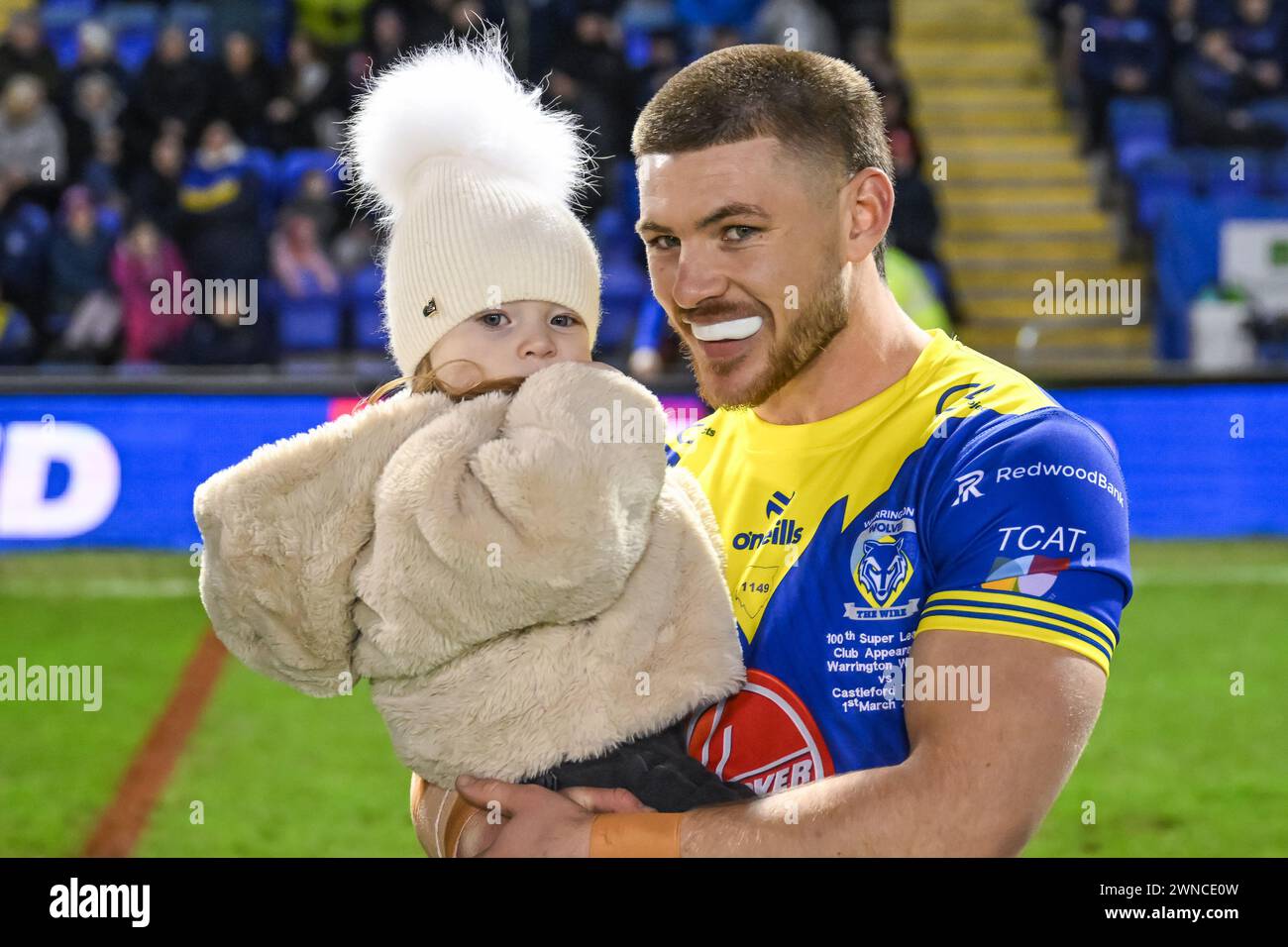 Danny Walker of Warrington Wolves ahead of the Betfred Super League Round 3 match Warrington Wolves vs Castleford Tigers at Halliwell Jones Stadium, Warrington, United Kingdom, 1st March 2024  (Photo by Craig Thomas/News Images) Stock Photo