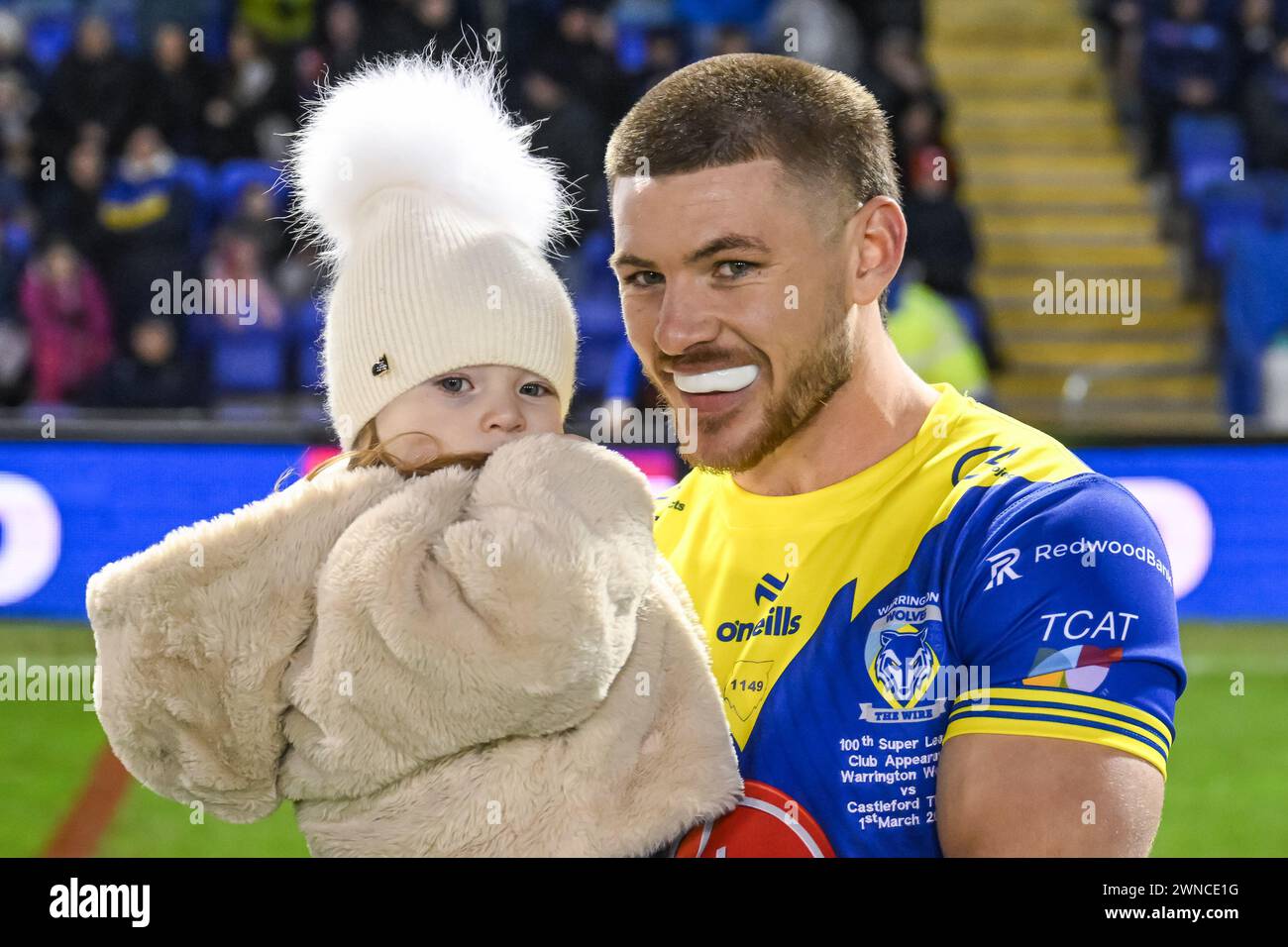 Danny Walker of Warrington Wolves ahead of the Betfred Super League Round 3 match Warrington Wolves vs Castleford Tigers at Halliwell Jones Stadium, Warrington, United Kingdom, 1st March 2024  (Photo by Craig Thomas/News Images) Stock Photo