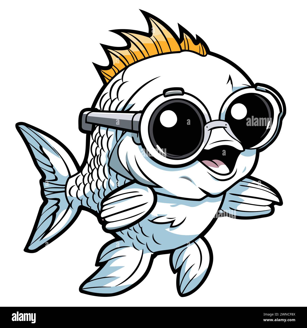 Funny fish with glasses on a white background. Vector illustration Stock Vector Image & Art Alamy