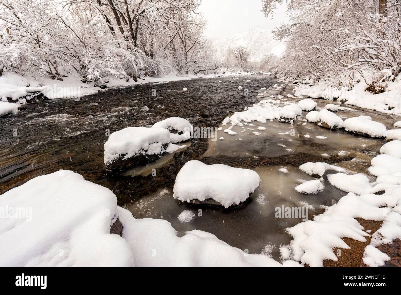 Clear Creek in winter - Golden, Colorado, USA Stock Photo