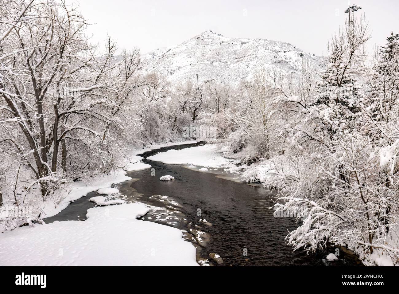 Clear Creek in winter - Golden, Colorado, USA Stock Photo