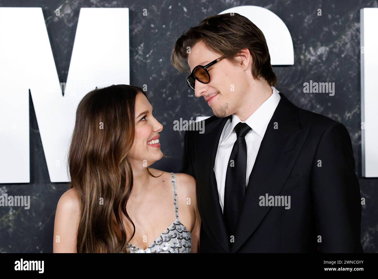 New York, United States. 01st Mar, 2024. Millie Bobby Brown and Jake(02)