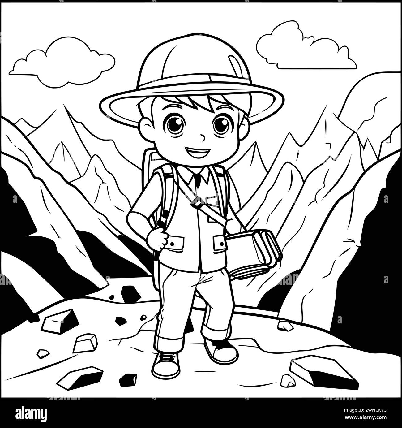 Mountains drawing child Black and White Stock Photos &amp; Images - Alamy