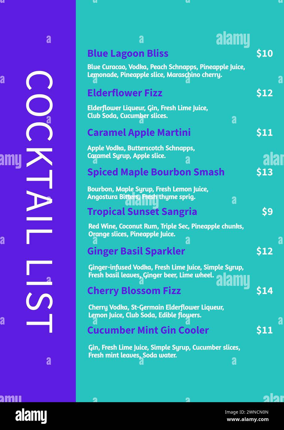 Adapt drinks menu hi-res stock photography and images - Alamy