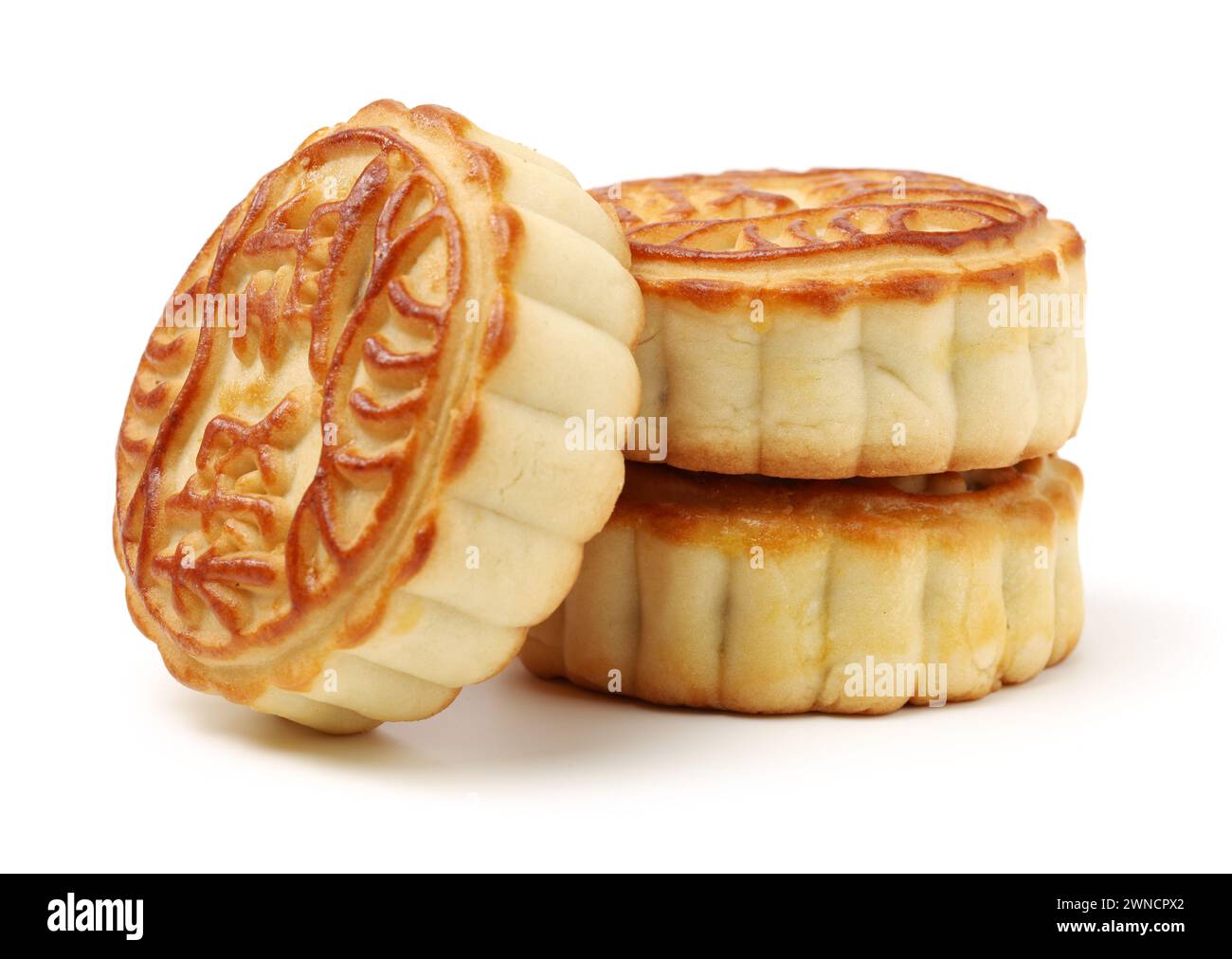 Mid-Autumn Festival moon cake on white background Stock Photo - Alamy