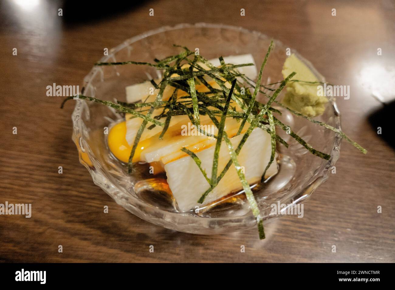 Japanese sweet potato appetizer at an izakaya, Wakayama, Japan Stock