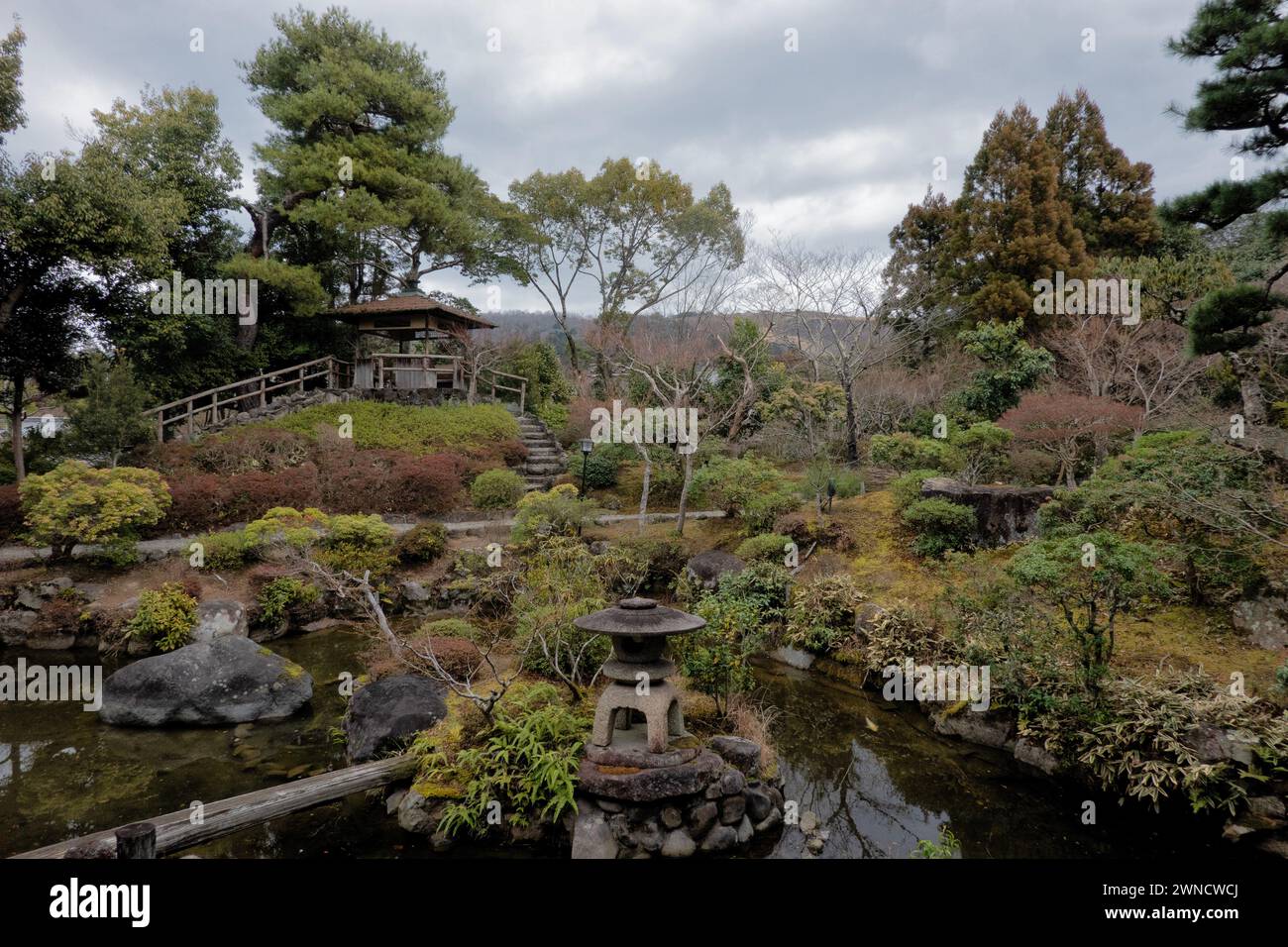 Yoshiki-en classical Japanese garden, Nara,  Japan Stock Photo