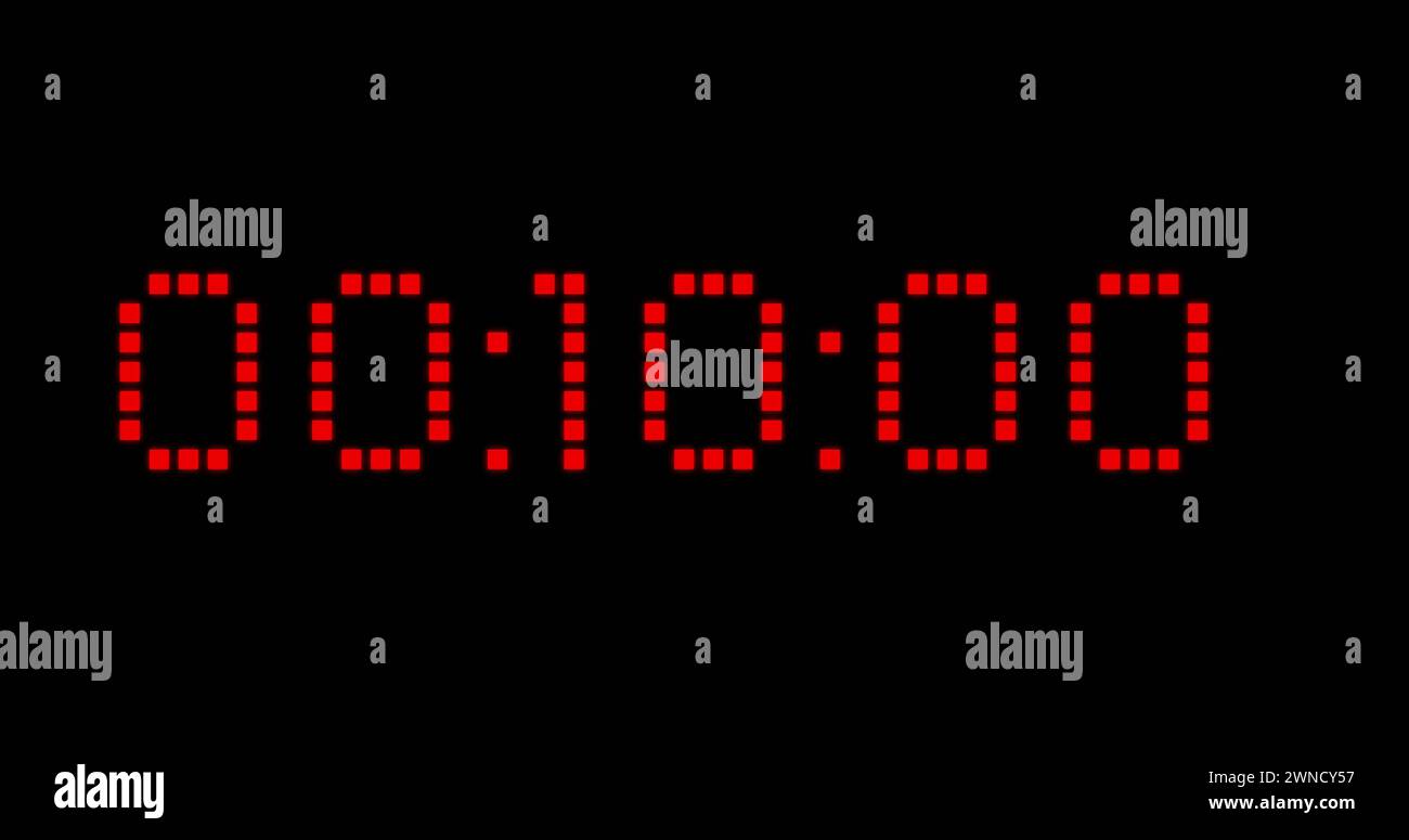 Image of red digital timer changing on black background Stock Photo - Alamy