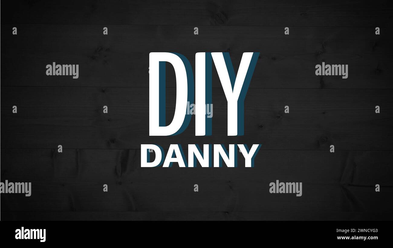 Diy danny text in white letters on black background Stock Photo - Alamy