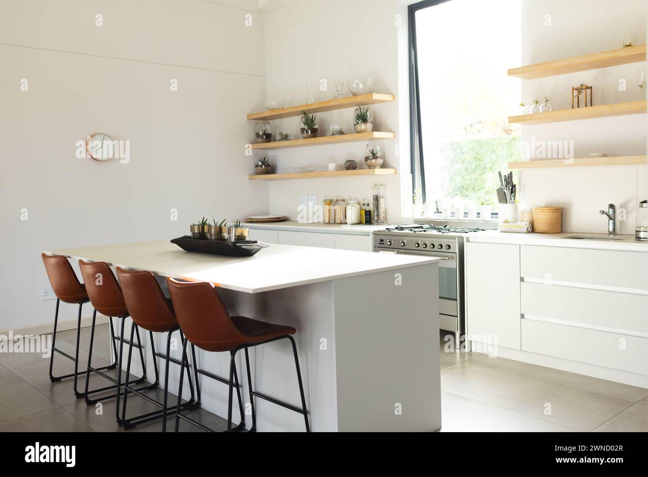 Contemporary kitchen features minimalist design hi-res stock ...