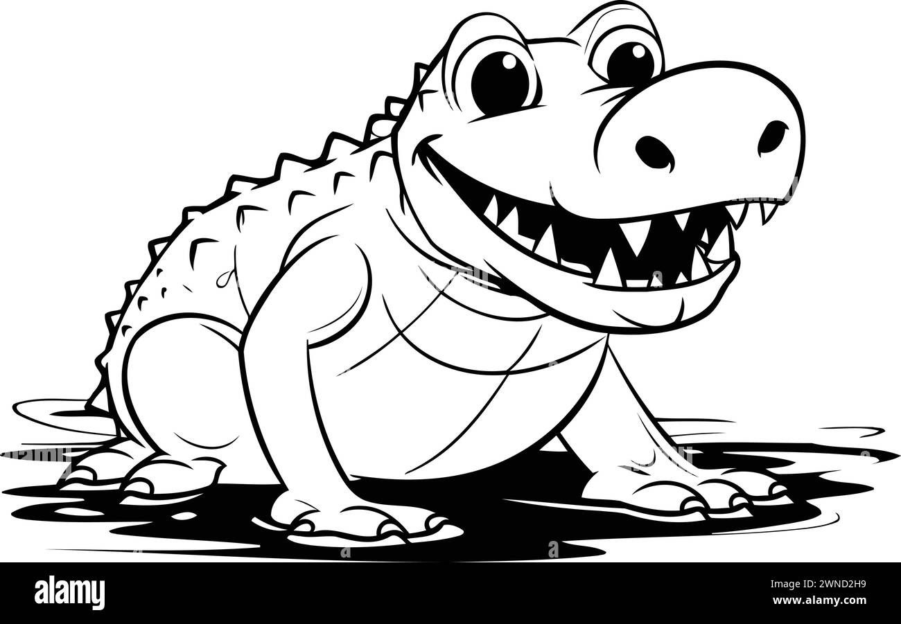 Cute cartoon crocodile. Vector illustration of a crocodile. Stock Vector