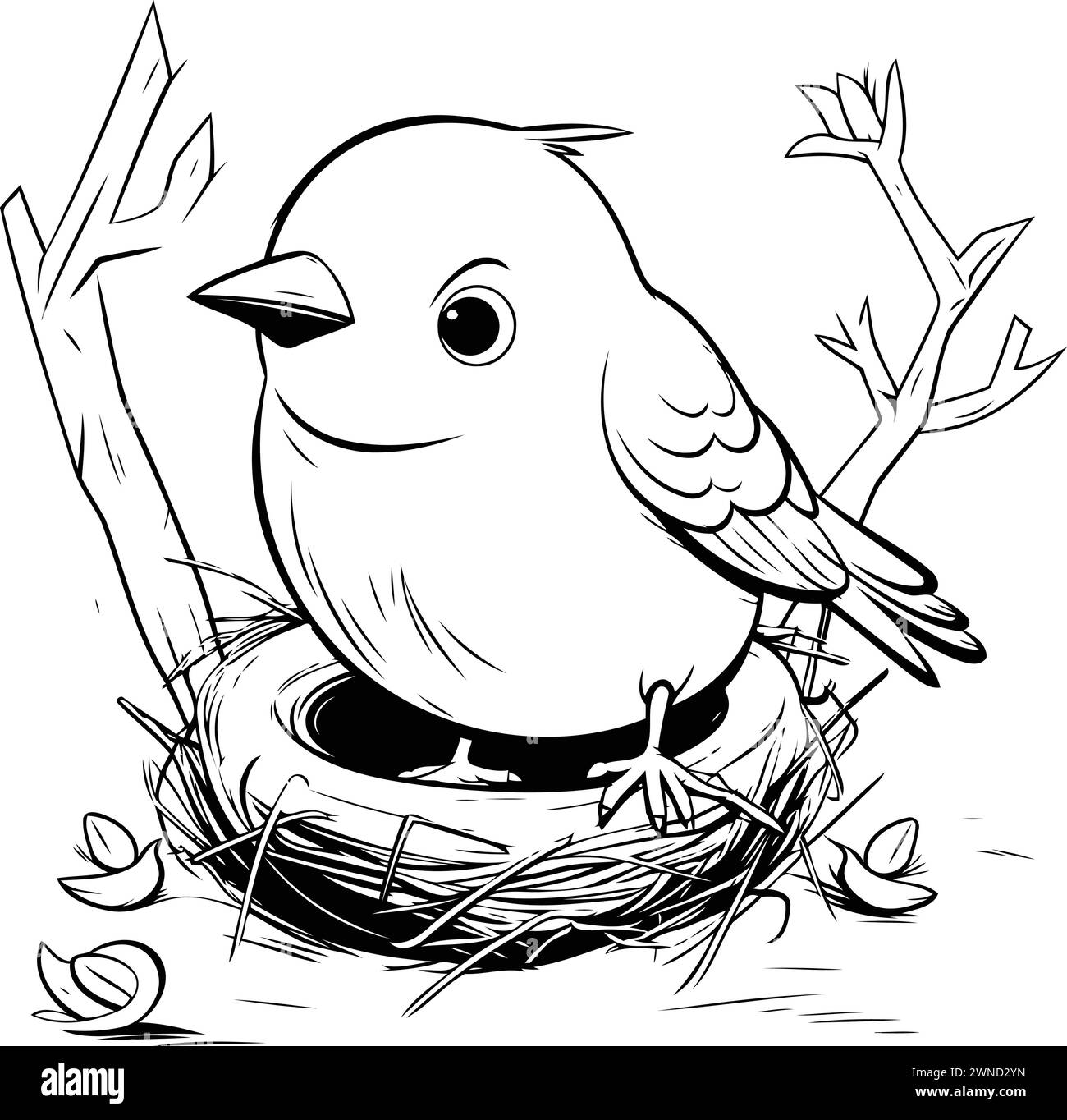 Black bird in nest Stock Vector Images - Alamy