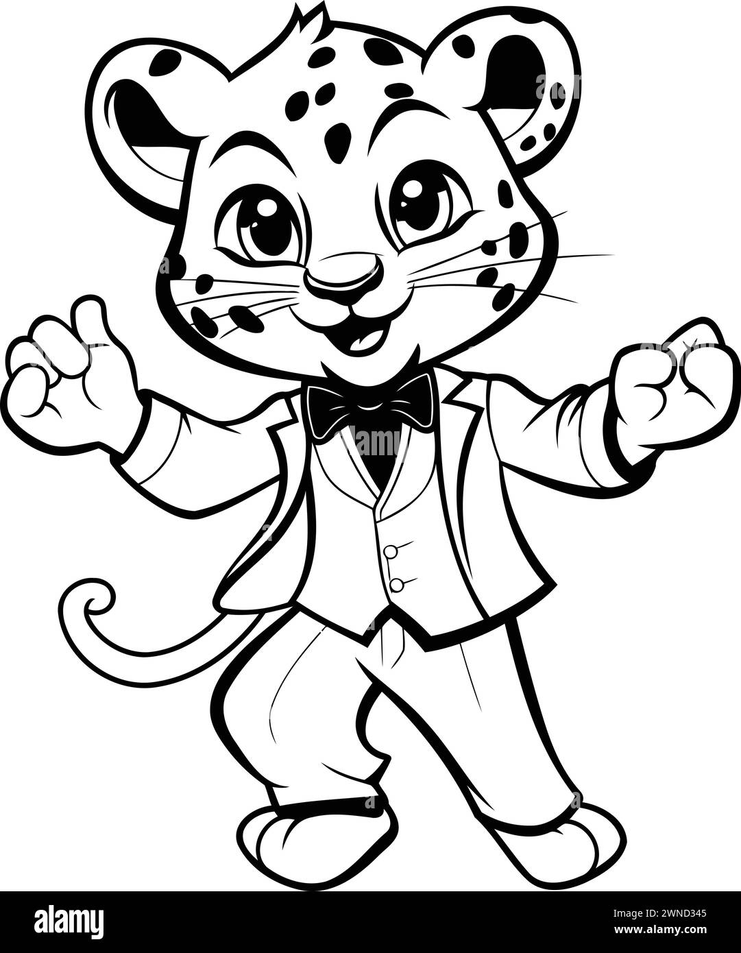 Cheerful Cheetah Cartoon Mascot Character Illustration Stock Vector