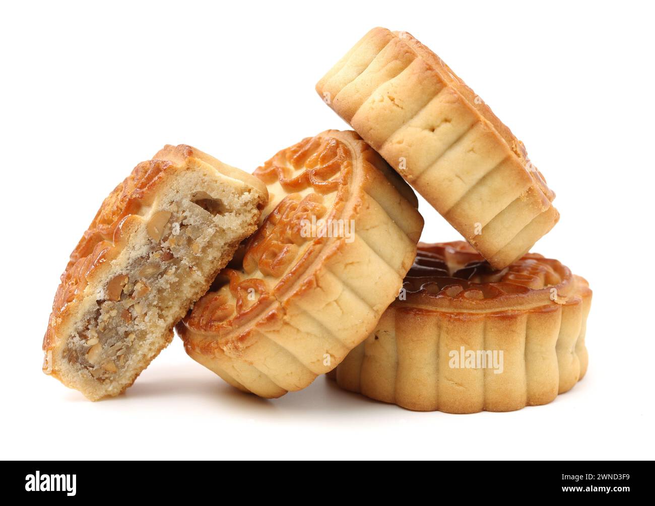 Mid-Autumn Festival moon cake on white background Stock Photo - Alamy
