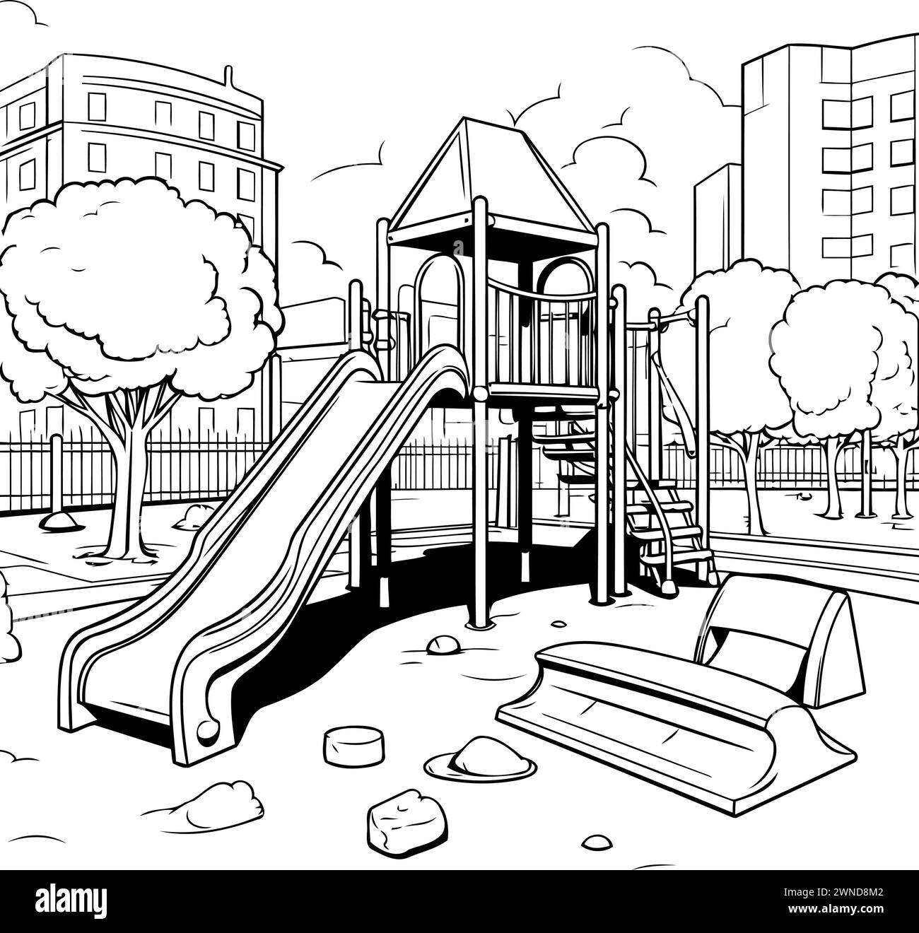 Free: Children playing slide in the park Free Vector - nohat.cc