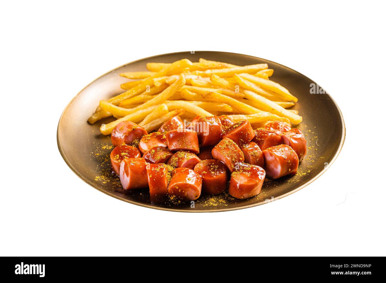 German currywurst sausage, curry wurst served with French fries ...