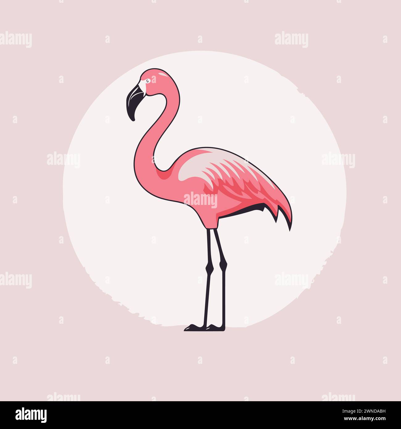 Pink flamingo on a light background. Vector illustration in flat style ...