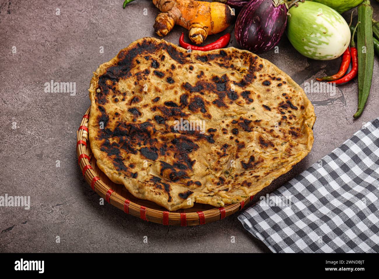 Indian cuisine stuffed Aloo paratha bread with potato Stock Photo Alamy