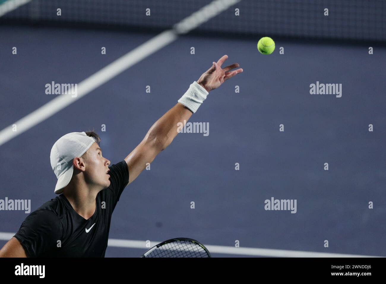 Acapulco, Mexico. 1st Mar, 2024. Holger Rune of Denmark serves the ball