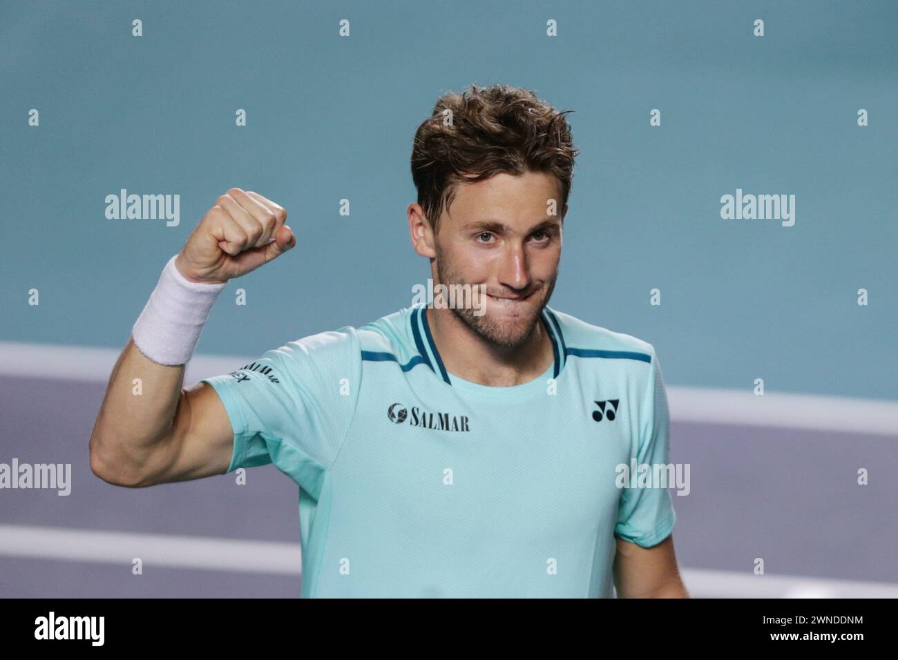 Casper Rune Acapulco, Mexico. 1st Mar, 2024. Casper Ruud of Norway celebrates ...