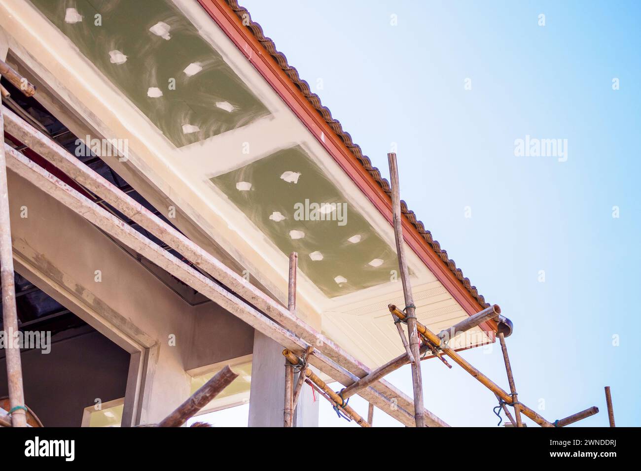 Soffit and Fascia Board Installation at House Building Construction