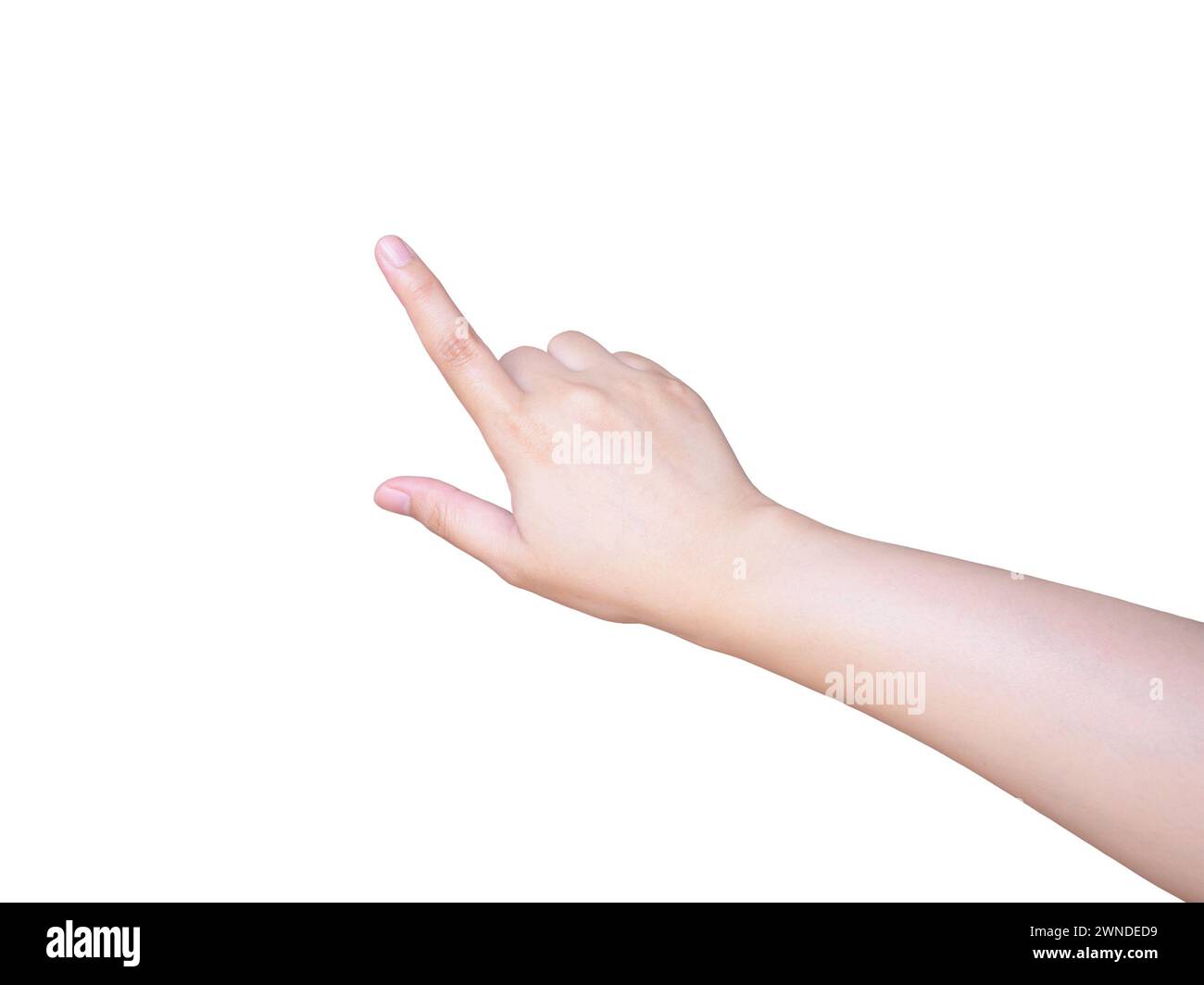 Asian woman pointing upwards hi-res stock photography and images - Alamy