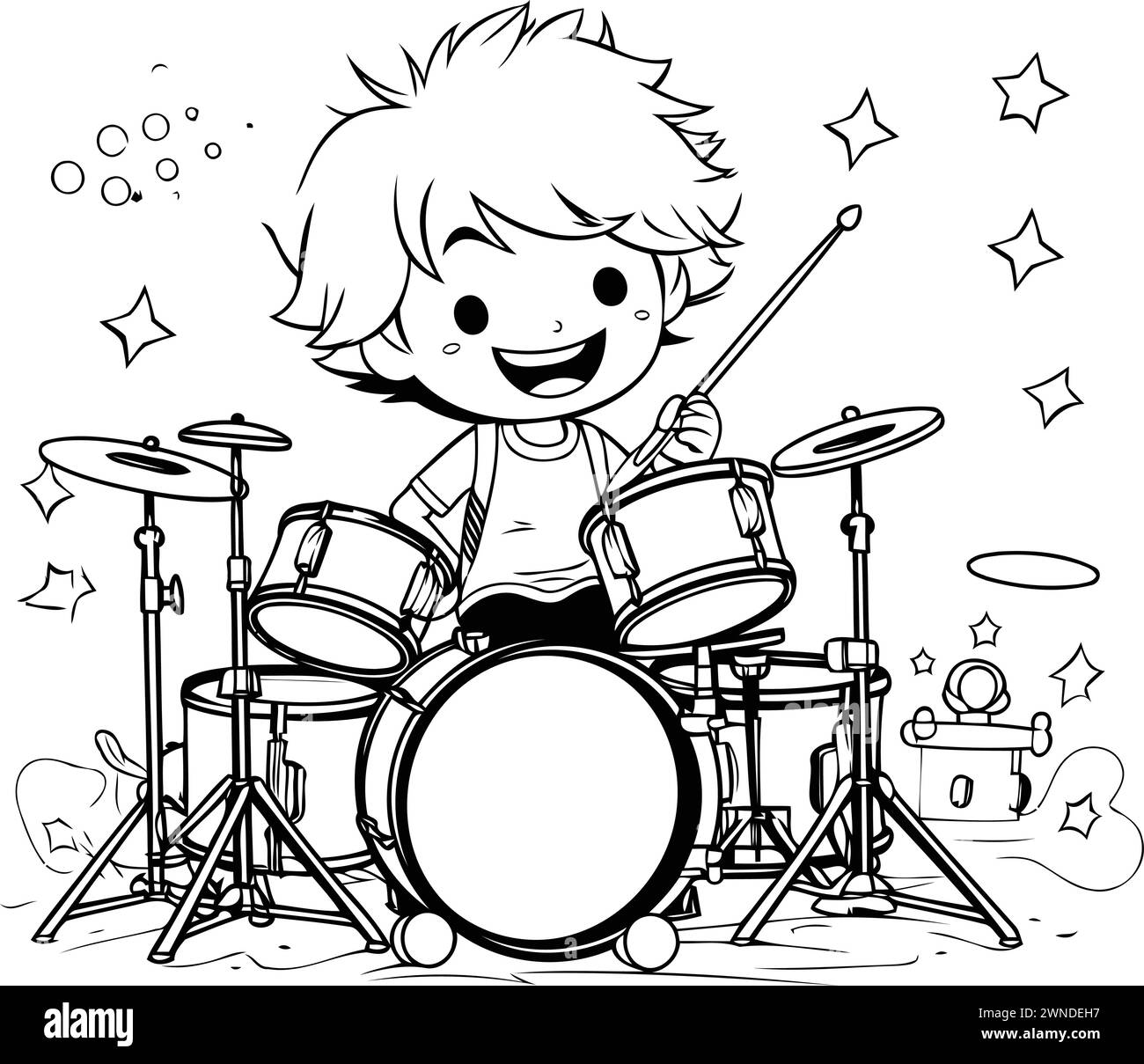Black boy playing drum Black and White Stock Photos & Images - Alamy