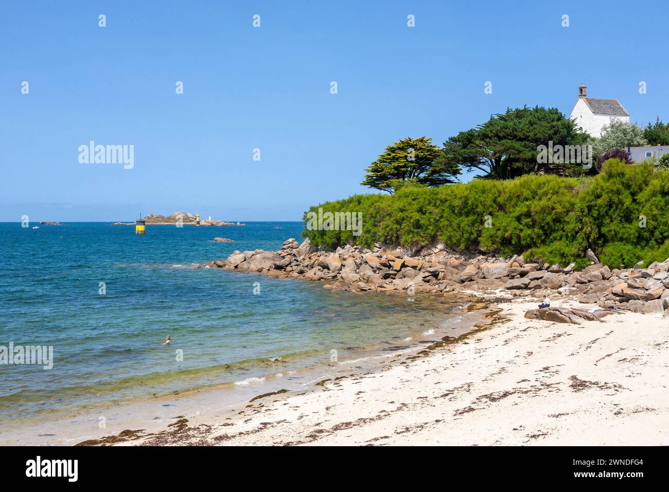 The 17th century Chapelle SainteBarbe above Plage de Porz Ar Gored, an