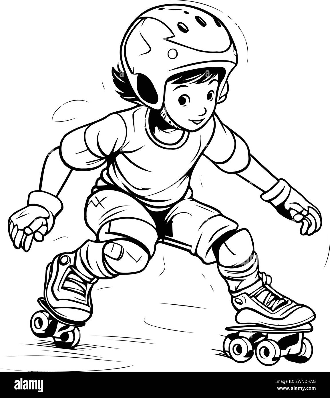 Roller skater boy. Vector illustration ready for vinyl cutting Stock