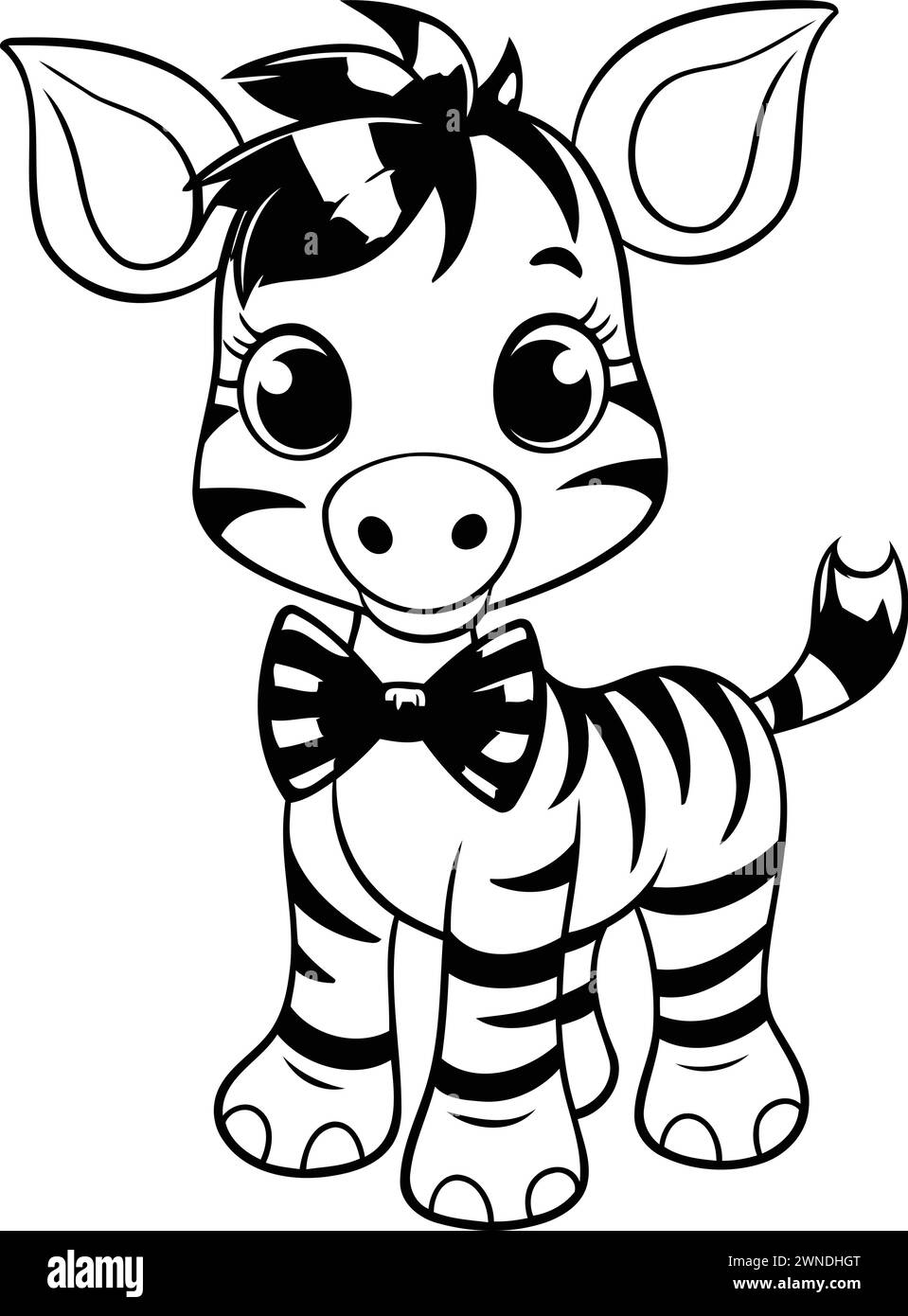 Black and White Cartoon Illustration of Cute Baby Zebra for Coloring
