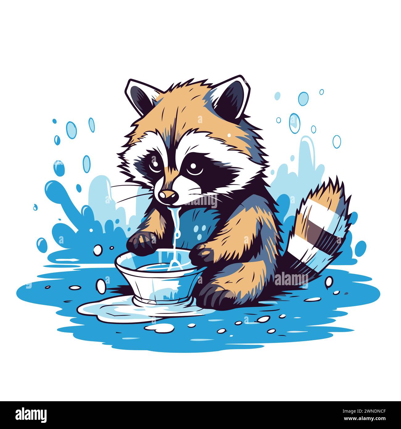Drinking Racoon Line Drawing Raccoon water Stock Vector Images - Alamy