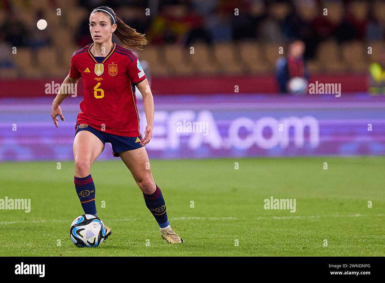 Aitana Bonmati of Spain during the UEFA Women's Nations League match between Spain and France, Final, played at Olympic de la Cartuja Stadium on February 28, 2024 in Sevilla, Spain. (Photo by Andres Gongora/PRESSINPHOTO) Credit: PRESSINPHOTO SPORTS AGENCY/Alamy Live News Stock Photo
