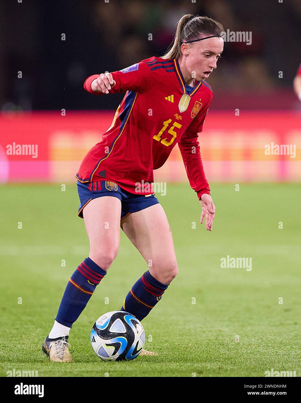 Eva Navarro of Spain during the UEFA Women's Nations League match between Spain and France, Final, played at Olympic de la Cartuja Stadium on February 28, 2024 in Sevilla, Spain. (Photo by Andres Gongora/PRESSINPHOTO) Credit: PRESSINPHOTO SPORTS AGENCY/Alamy Live News Stock Photo