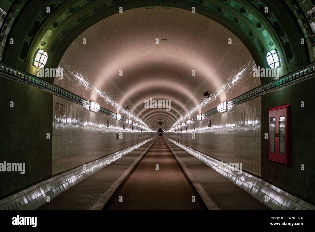 The old St. Pauli Elbe Tunnel in Hamburg, Germany. Stock Photo
