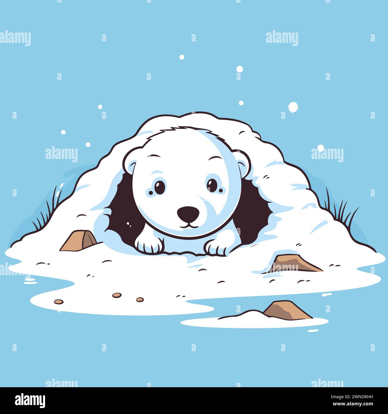 Cute polar bear in the snow. vector illustration. eps10 Stock Vector