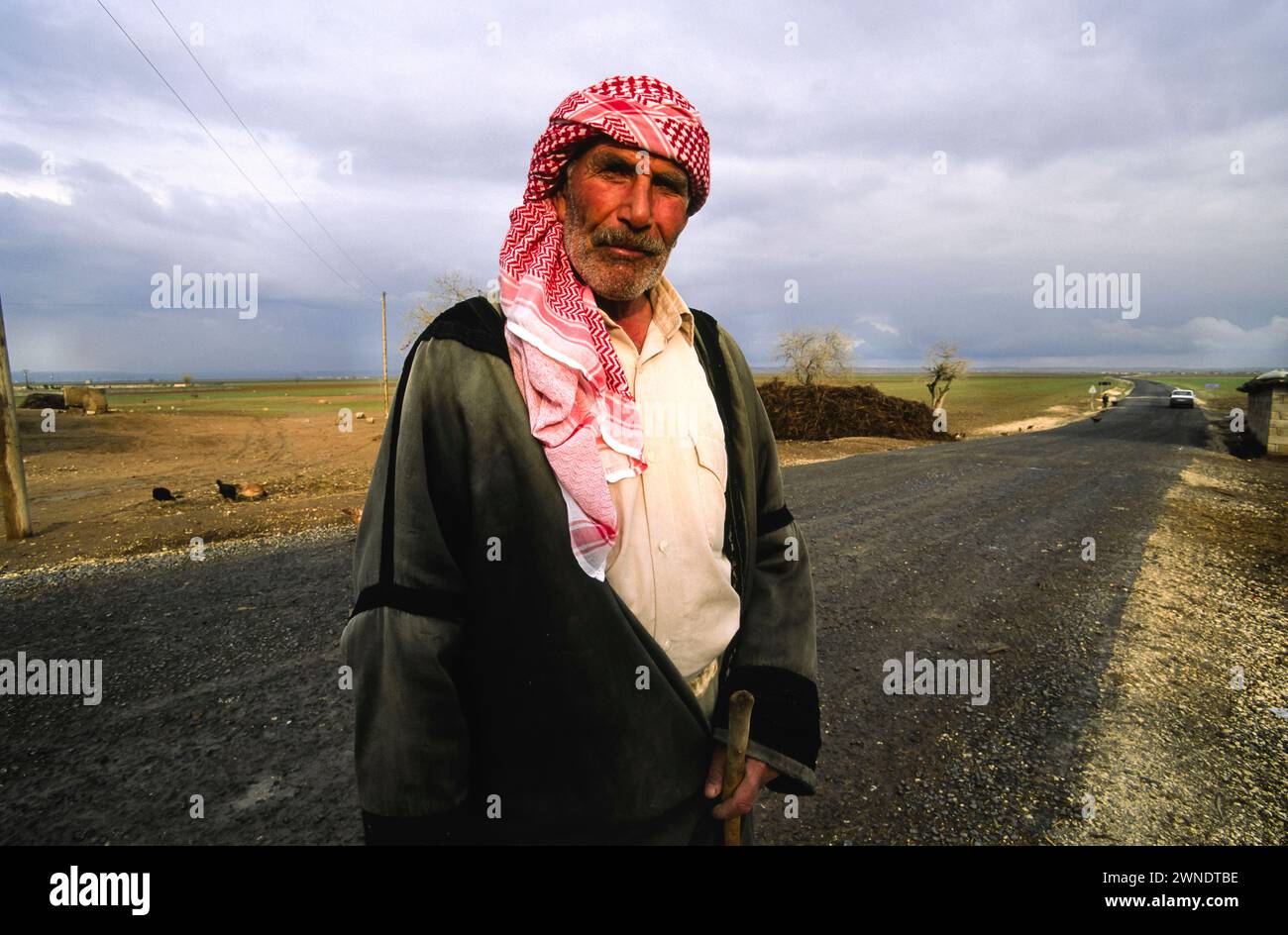 Kurdish shepherd in the village of GölÇük,near Harran..Southeastern Anatolia.Turkey. Stock Photo