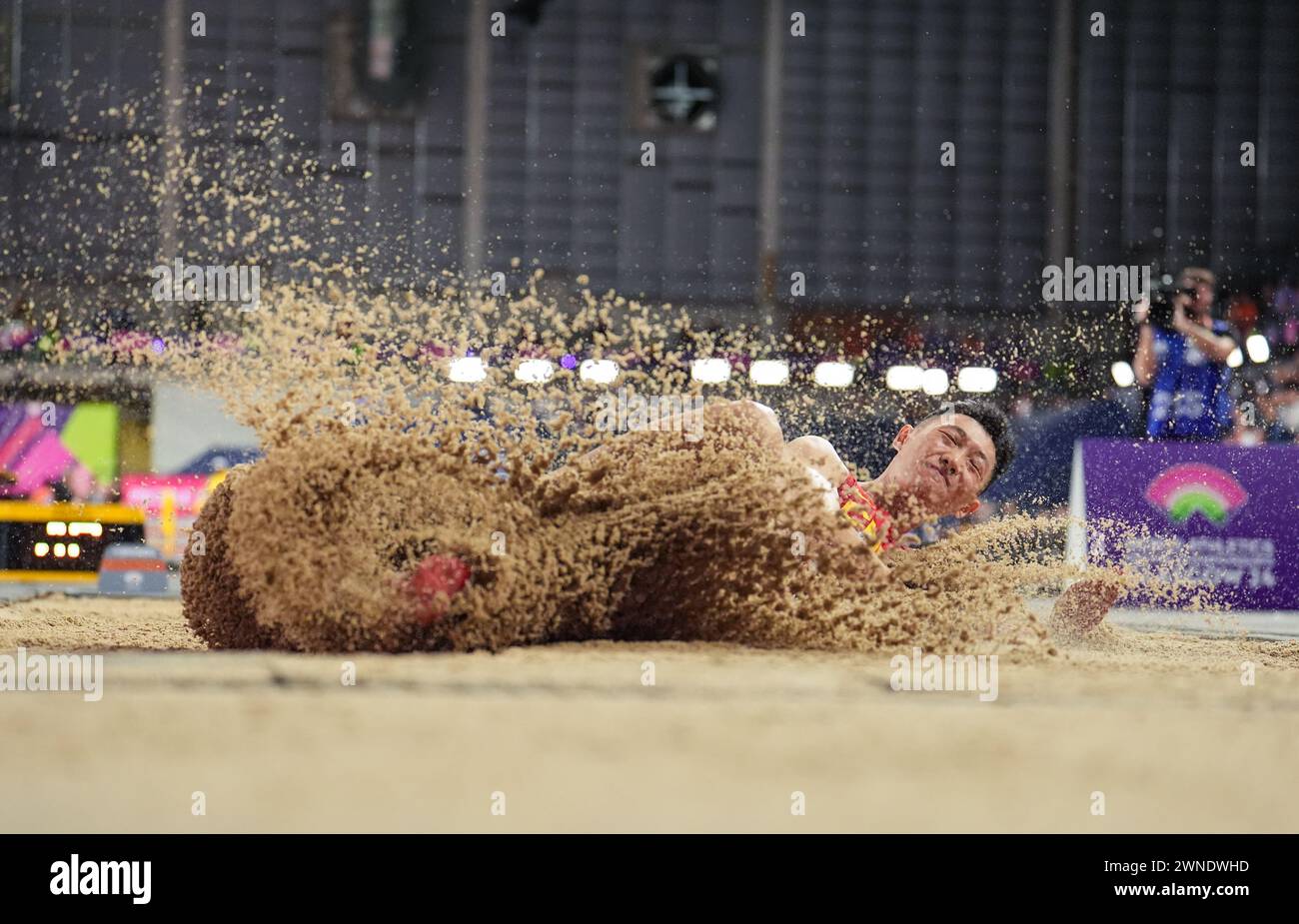 China's Jianan Wang during the Men's Long Jump Final on day two of the ...