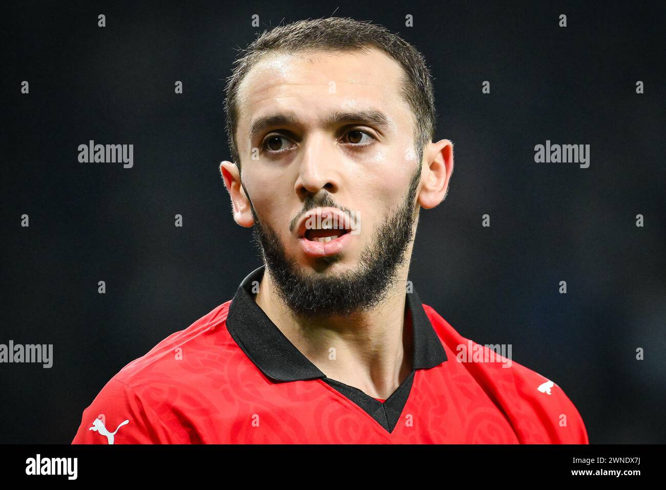Saint-Etienne, France, France. 29th Feb, 2024. Amine GOUIRI of Rennes during the French Cup match between Le Puy Foot 43 Auvergne and Stade Rennais (Rennes) at Geoffroy Guichard Stadium on February 29, 2024 in Saint-Etienne, France. (Credit Image: © Matthieu Mirville/ZUMA Press Wire) EDITORIAL USAGE ONLY! Not for Commercial USAGE! Stock Photo