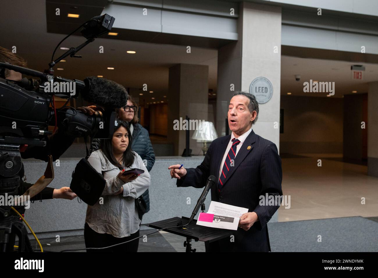 United States Representative Jamie Raskin (Democrat of Maryland), Ranking Member, US House Committee on Oversight and Accountability offers remarks while the House Committee on Oversight, Judiciary, and Ways & Means impeachment inquiry against United States President Joe Biden is under way at the Thomas P. O'Neill Jr. House Office Building in Washington, DC, Tuesday, January 30, 2024.Credit: Rod Lamkey/CNP/Sipa USA for NY Post (RESTRICTION: NO Daily Mail. NO New York or New Jersey Newspapers or newspapers within a 75 mile radius of New York City.) Stock Photo