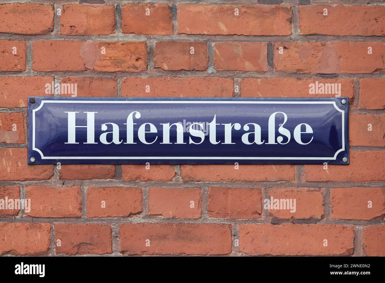 Street sign of the Hafenstrasse in Stralsund, Germany Stock Photo
