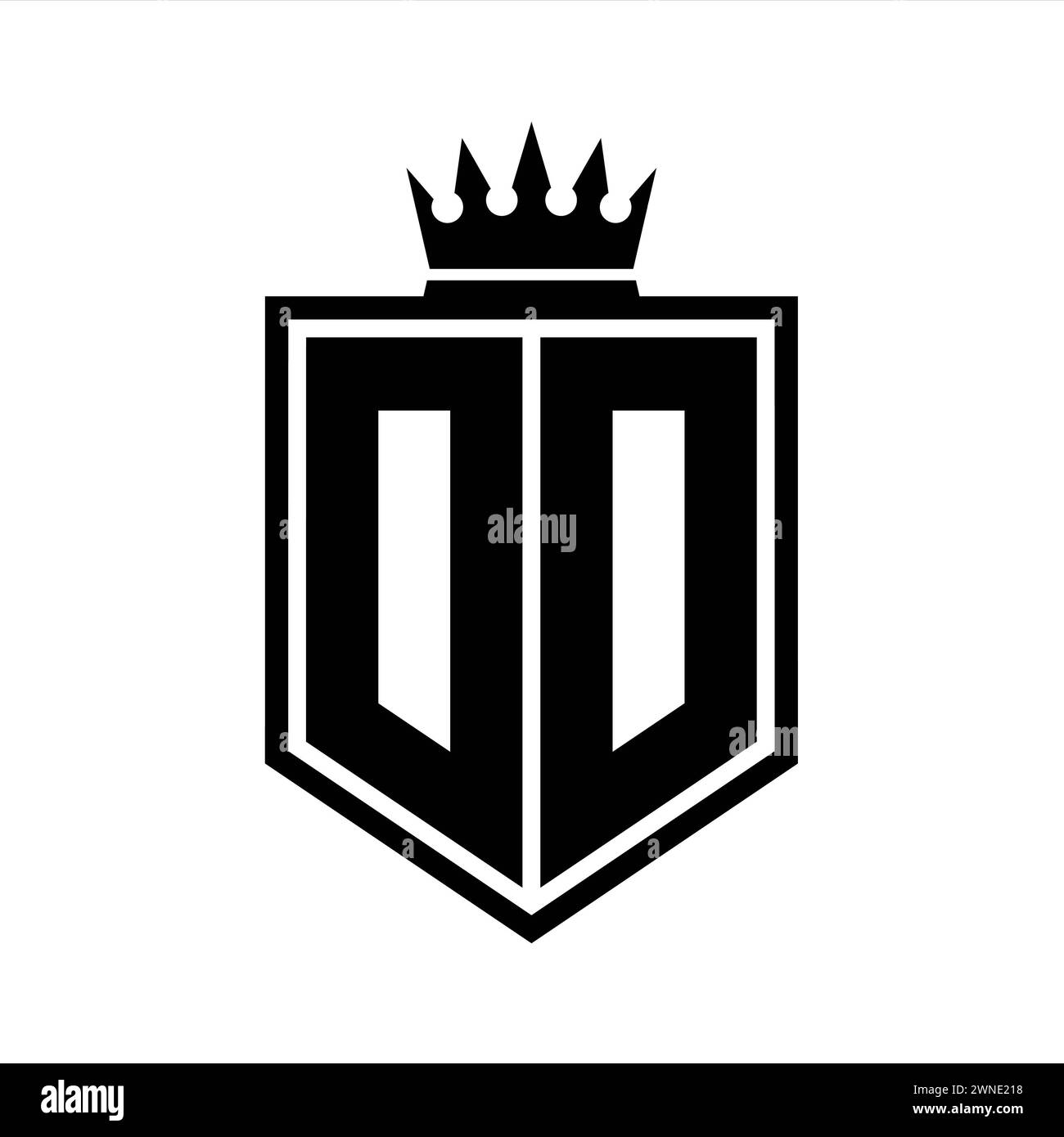DD Letter Logo monogram bold shield geometric shape with crown outline ...