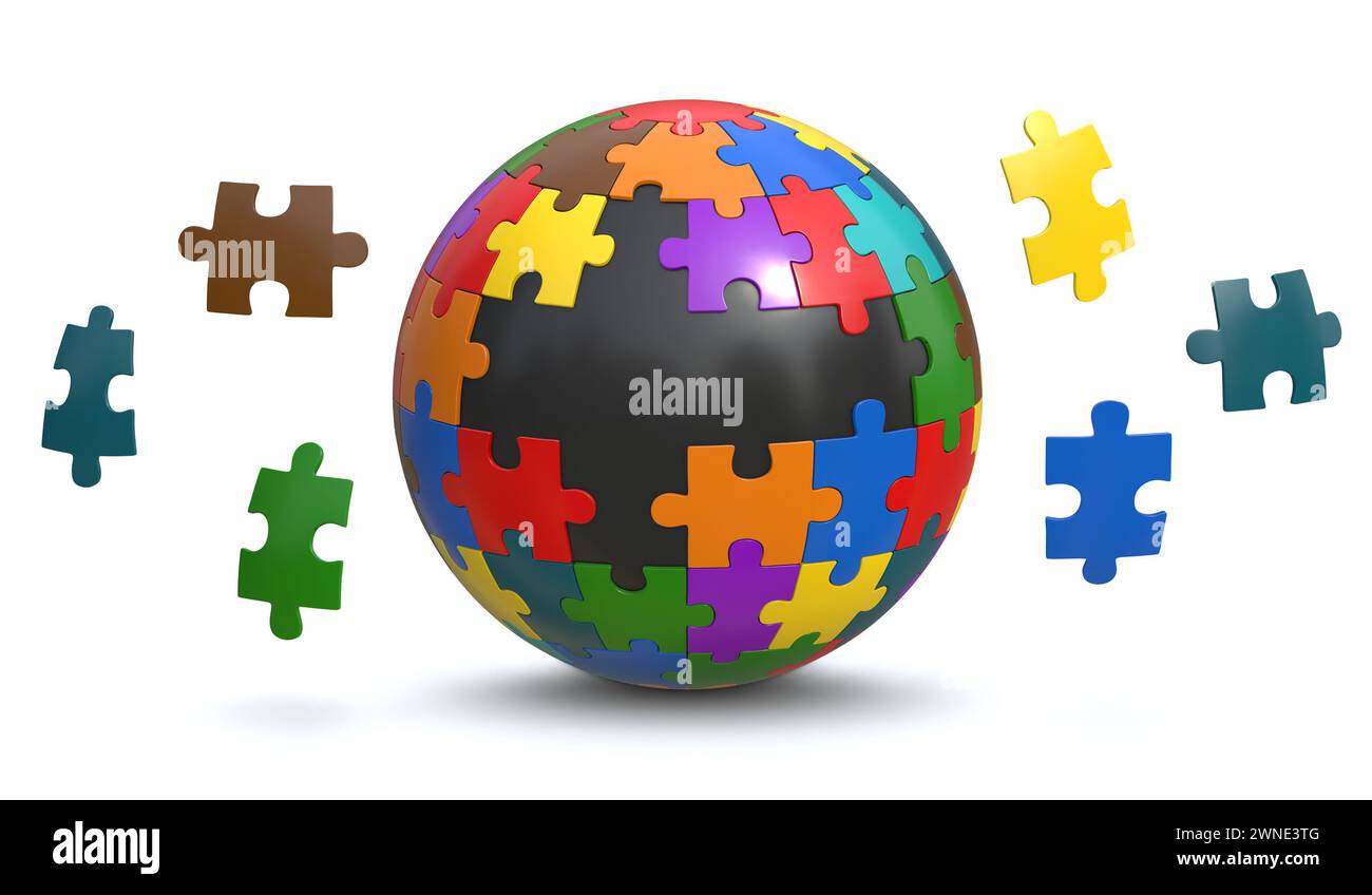 Colorful Puzzle Cube , This is a 3d rendered computer generated image ...
