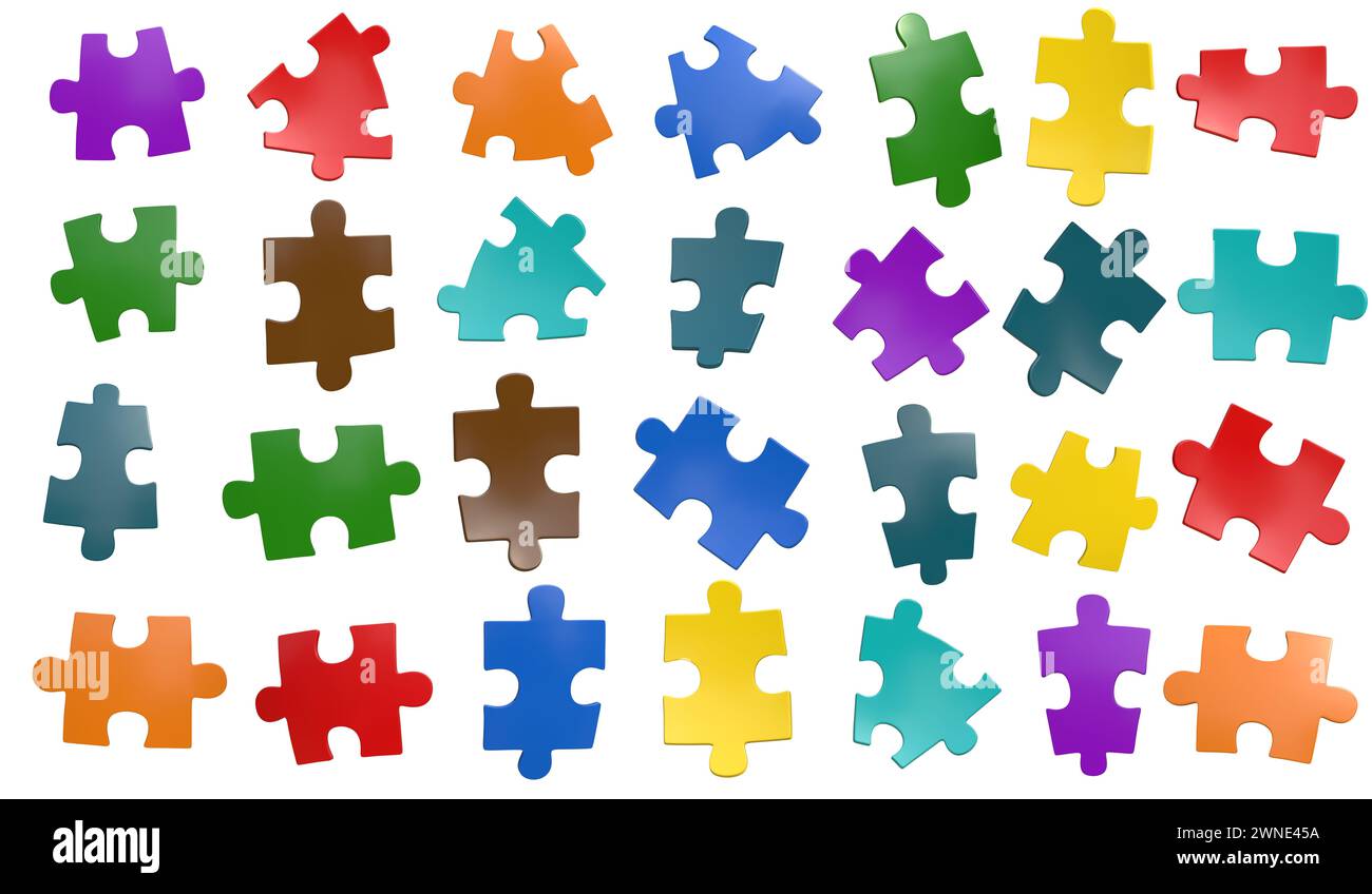 Colorful Puzzle Pieces , This is a 3d rendered computer generated image ...