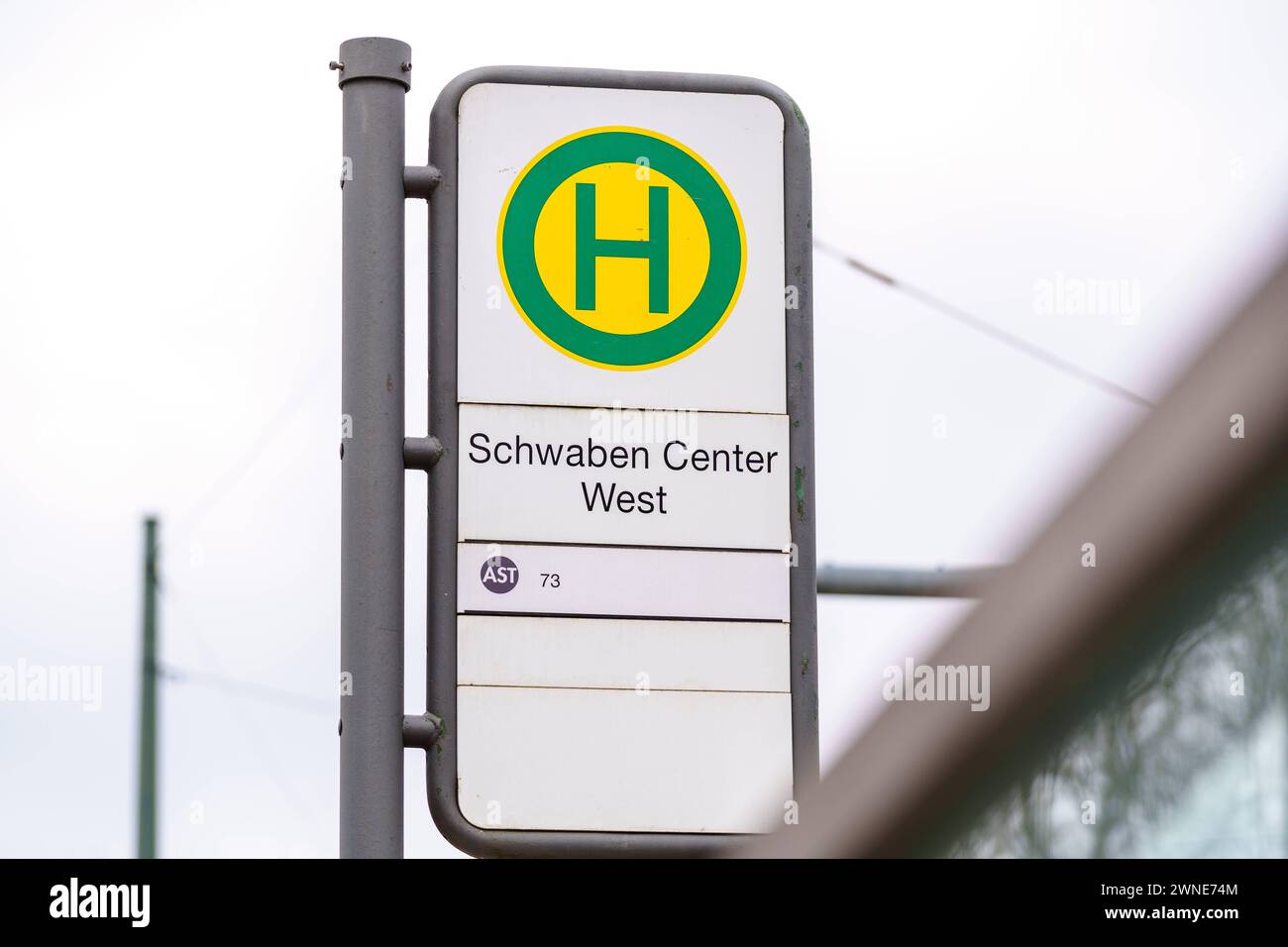 Augsburg, Bavaria, Germany 1 March 2024 Bus stop Schwaben Center