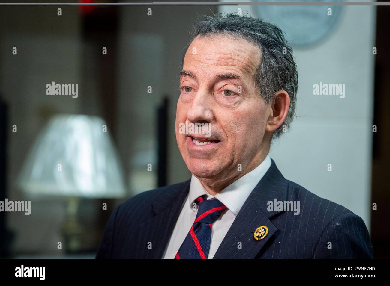 United States Representative Jamie Raskin (Democrat of Maryland), Ranking Member, US House Committee on Oversight and Accountability offers remarks while the US House Committee on Oversight, Judiciary, and Ways & Means impeachment inquiry against United States President Joe Biden is under way at the Thomas P. ONeill Jr. House Office Building in Washington, DC, Tuesday, January 30, 2024. Credit: Rod Lamkey/CNP for NY Post (RESTRICTION: NO Daily Mail. NO New York or New Jersey Newspapers or newspapers within a 75 mile radius of New York City.) Stock Photo