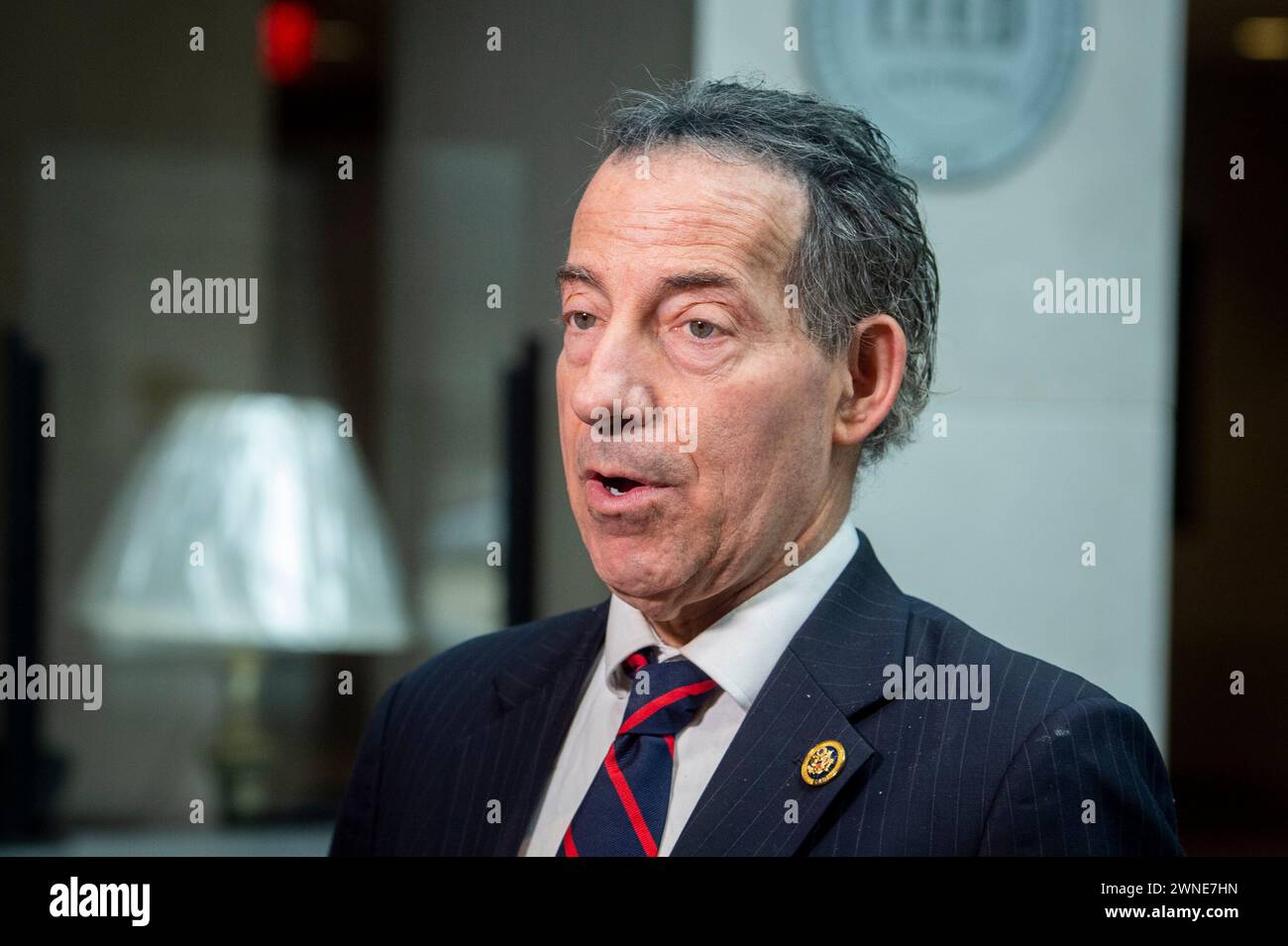 United States Representative Jamie Raskin (Democrat of Maryland), Ranking Member, US House Committee on Oversight and Accountability offers remarks while the US House Committee on Oversight, Judiciary, and Ways & Means impeachment inquiry against United States President Joe Biden is under way at the Thomas P. ONeill Jr. House Office Building in Washington, DC, Tuesday, January 30, 2024. Credit: Rod Lamkey/CNP for NY Post (RESTRICTION: NO Daily Mail. NO New York or New Jersey Newspapers or newspapers within a 75 mile radius of New York City.) Stock Photo