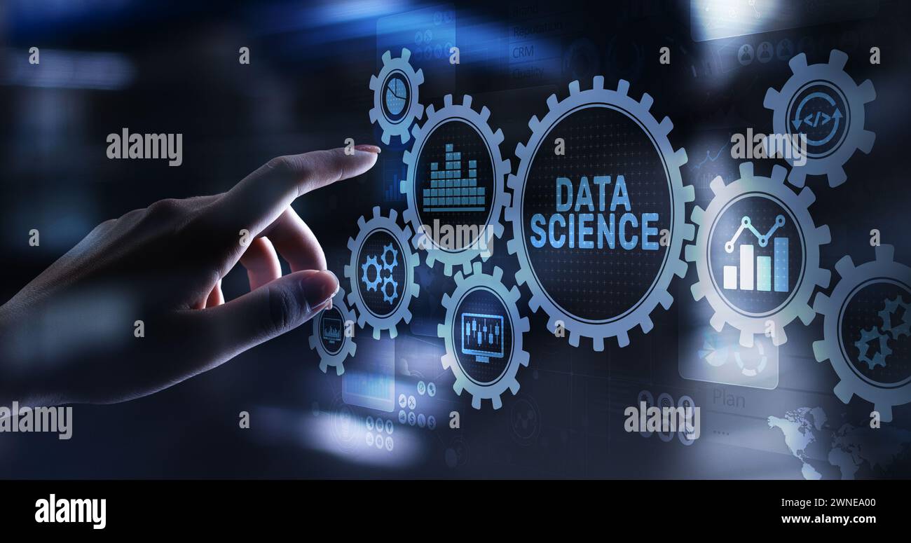 Big Data science analysis business technology concept on virtual screen. Stock Photo
